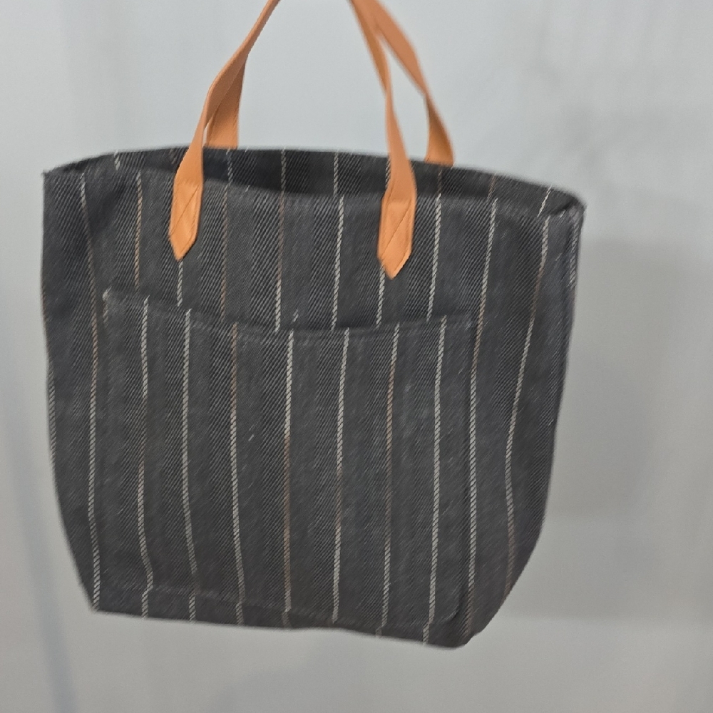 Thirty-One Black and Tan Striped Crossbody Bag